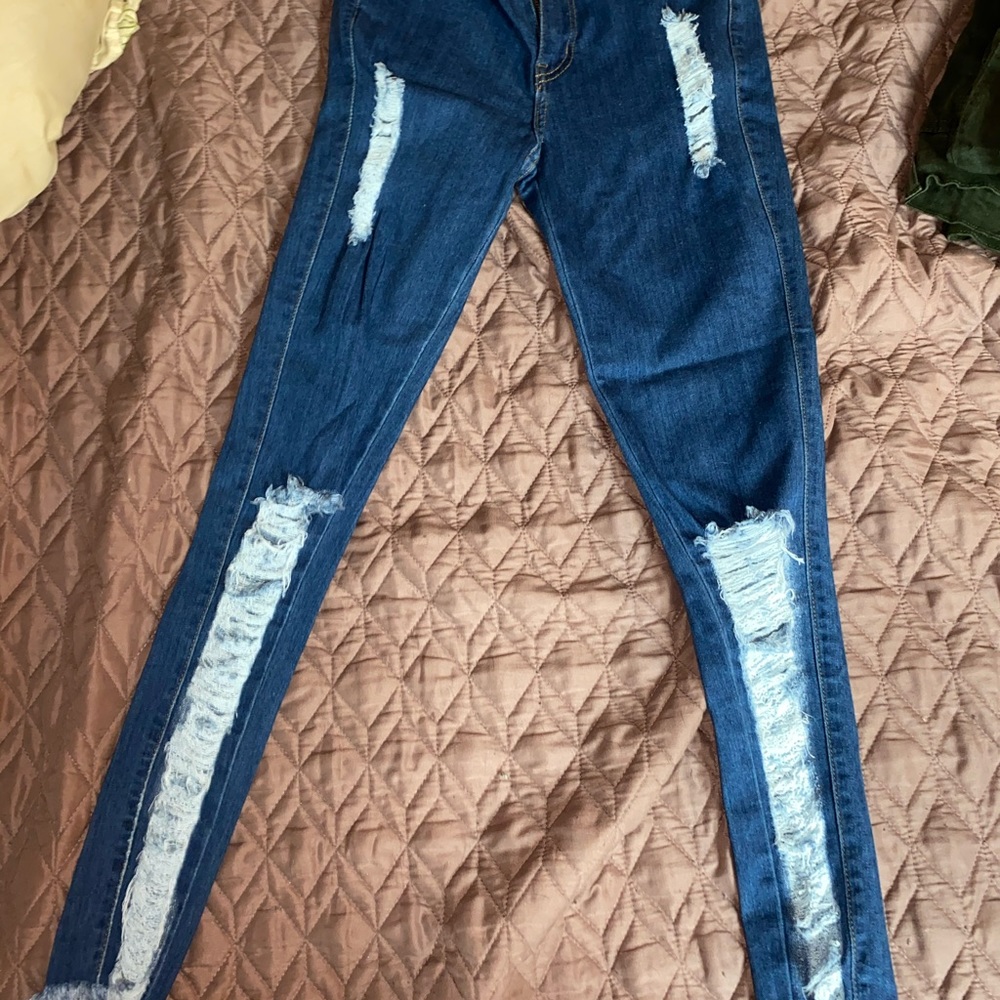 Blue ripped jeans